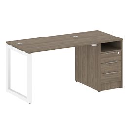 Metal System Quattro Р. ст. с тумбой на О-образном м/к 50БО.РС-СТП-1.2 Вяз/Белый металл 1612*720*750 - Фото предпросмотра