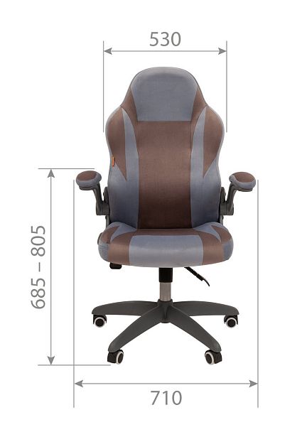 Кресло CHAIRMAN GAME 55, ткань велюр, голубой/серый - Вид 5