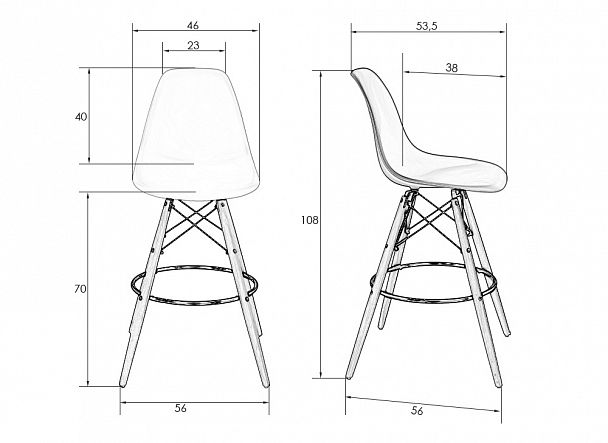 Стул барный DOBRIN DSW BAR (ножки светлый бук, цвет сливовый (R-13)) - Вид 7