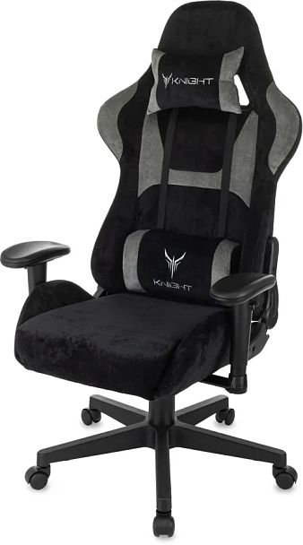 Кресло игровое Knight Flame черный/серый крестов. пластик - Вид 2