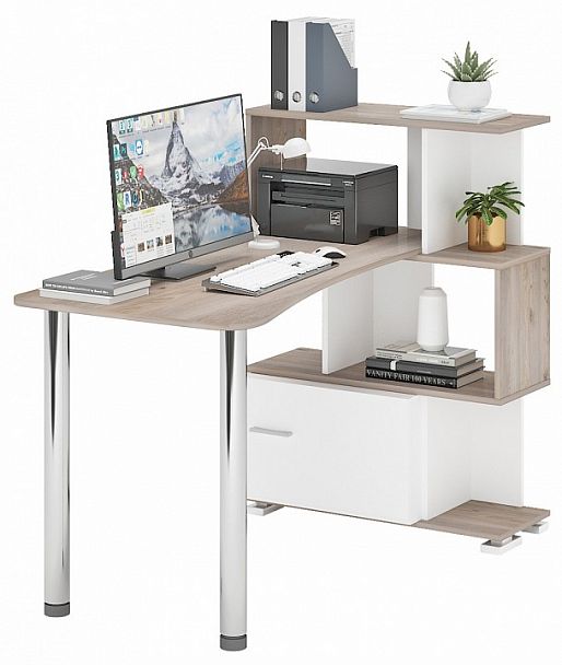 Стол компьютерный Домино СЛ-5-3СТ-2+БД Белый/Нельсон - Вид 2