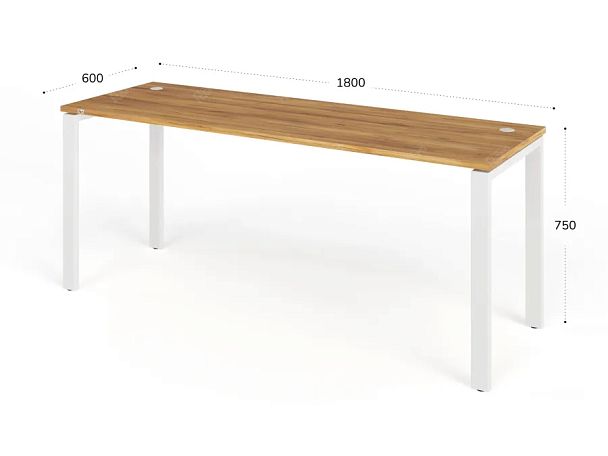 TANDEM RTD069-MK-180-ME Стол прямой на металлокаркасе ун-й 1800х600х750 Таксония медовая/Белый - Вид 2
