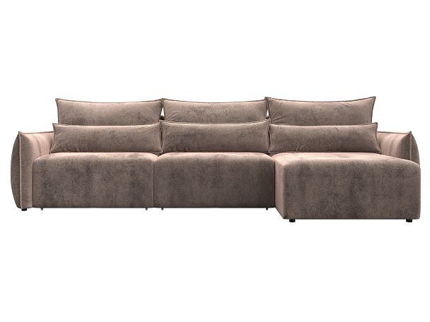 Диван угловой Лига-051 НПБ Лонг угол универсальный Велюр бежевый - Вид 2