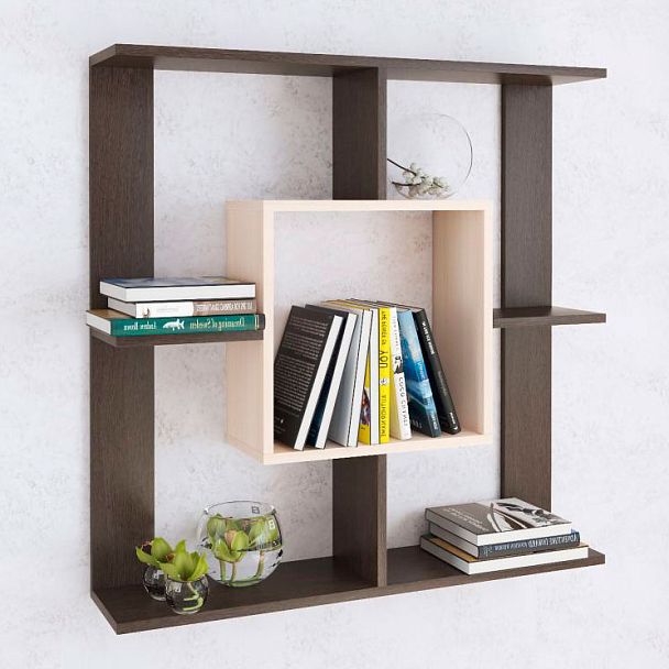 Полка навесная ПН-1 (850*850*180) венге/дуб молочный - Вид 1