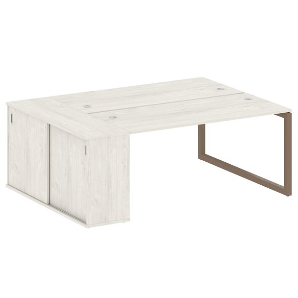 Metal System Quattro Р. ст. с шкафом-купе на О-образном м/к 50БО.РС-СШК-1.4 Т Дуб наварра/Мокко металл 2010*1475*750 - Вид 1