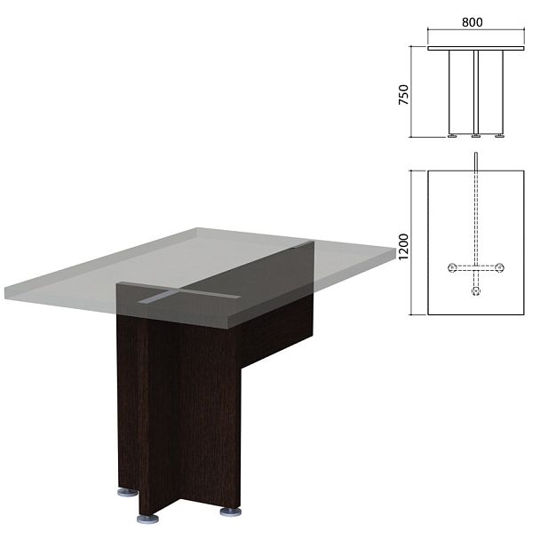Каркас стола приставного "Приоритет" (800х1200х750 мм), венге, К-918, К-918 венге - Вид 1