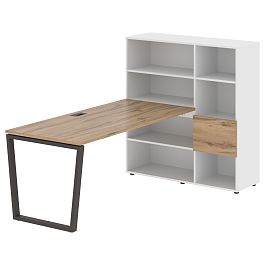 Стол-стеллаж EVRST 1217 Дуб Денвер светлый/Мокко/Белый 2190х1250х1355 EDIS - Фото предпросмотра