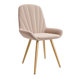 Стул ЮККИ Основание №1 Конус Золотое Велюр тип 2 Песочный - Фото предпросмотра