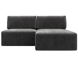 Диван угловой модульный Лига-060 НПБ угол универсальный Велюр серый - Фото предпросмотра