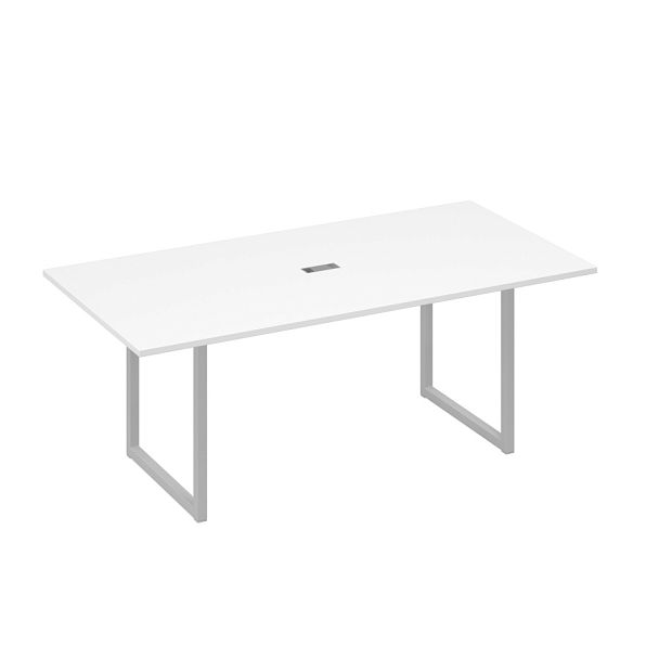 Стол 200 с металлокаркасом QUATTRO для переговоров A4 А4 Б4 123 БП белый премиум / металлокаркас серый - Вид 1