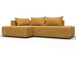 Диван угловой Лига-103 НПБ угол левый Велюр желтый - Фото предпросмотра