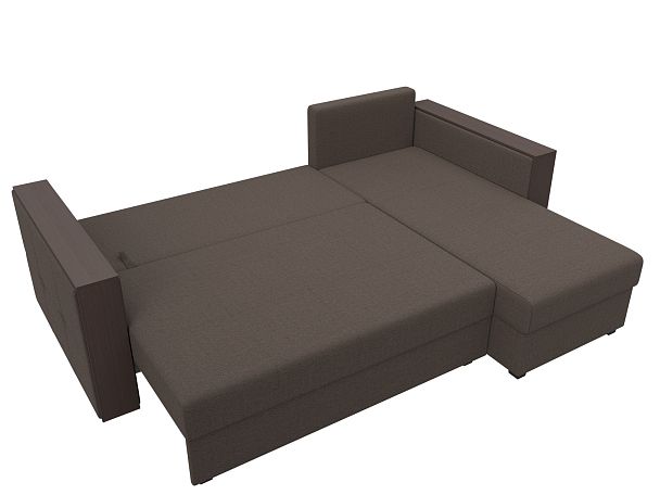 Диван угловой Валенсия Лайт правый угол Рогожка коричневый - Вид 8