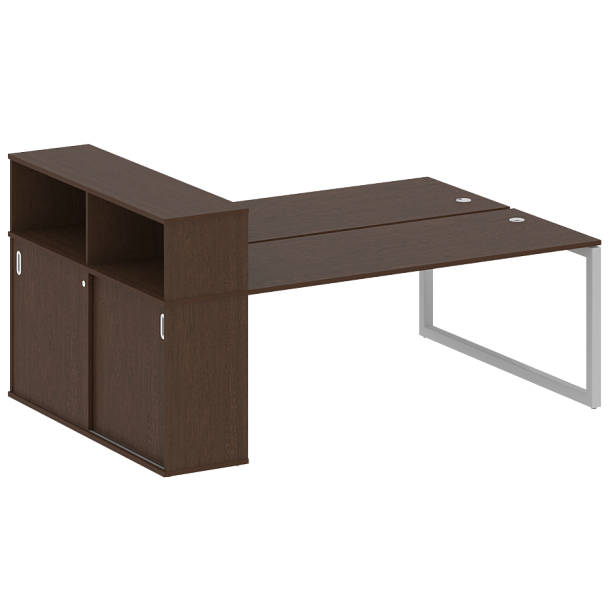 Metal System Quattro Р. ст. с шкафом-купе на О-образном м/к 50БО.РС-СШК-2.5 Т Венге/Серый металл 2210*1475*1098 - Вид 1