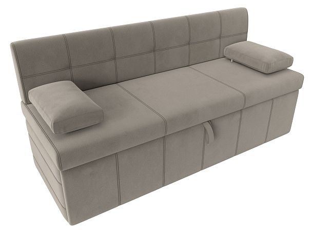 Кухонный прямой диван Лео (полностью микровельвет бежевый) - Вид 5