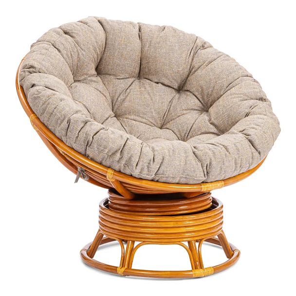 Кресло-качалка Папасан/Papasan (W 23/01 B) /с подушкой/Cognac (коньяк) - Вид 1