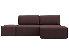 Диван угловой модульный с пуфом Лига-060 НПБ угол универсальный Искусственная замша бордовый - Фото предпросмотра