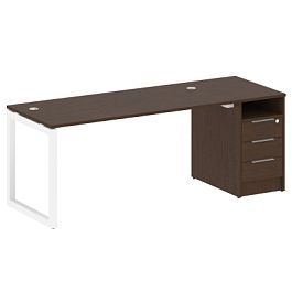 Metal System Quattro Р. ст. с тумбой на О-образном м/к 50БО.РС-СТП-1.4 Венге/Белый металл 2012*720*750 - Фото предпросмотра