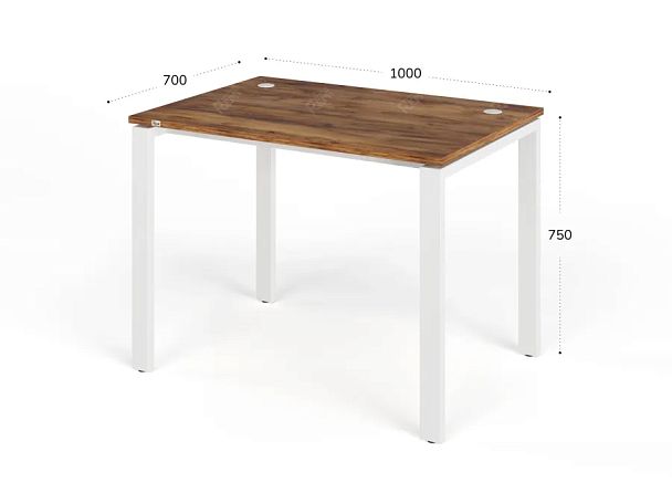 TANDEM RTD058-MK-100-SH Стол прямой на металлокаркасе ун-й 1000х700х750 Таксония шоколадная/Белый - Вид 2