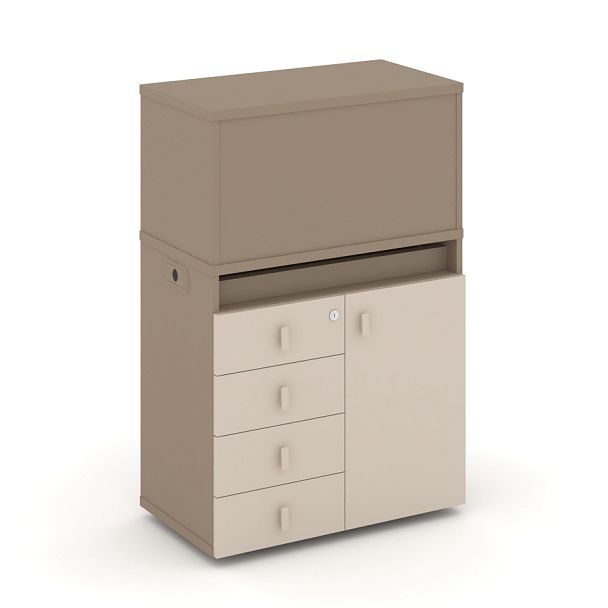 Estetica Набор №2. Тумба одиночная+низкая надставка ES.NB.1N-2 Латте/Капучино 750*410*1135 - Вид 1