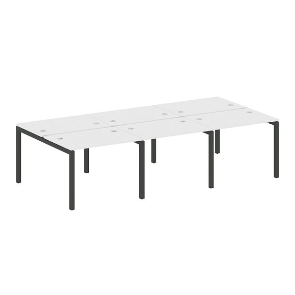 Metal System Quattro Р. ст. на 6 раб. места на П-образном м/к 50БП.СМ-6.1 Белый/Антрацит металл 3000*1475*750 - Вид 1