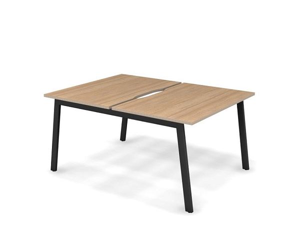 MATRIX 121S200-A Стол прямой двойной, пров. вырезной (А-опоры) 1180х1590х775 Швейц-й вяз/Темно-серый - Вид 1