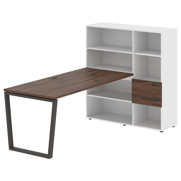 Стол-стеллаж EVRST 1217 Дуб Денвер тёмный/Мокко/Белый 2190х1250х1355 EDIS - Вид 1