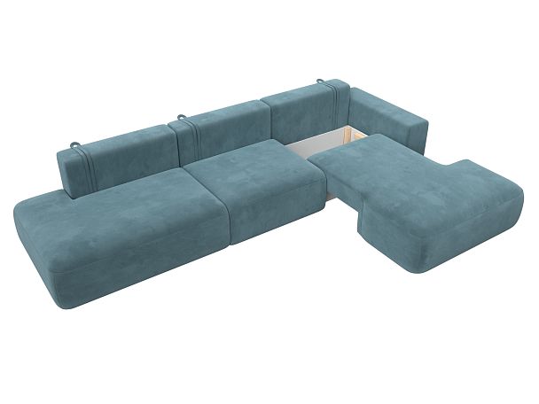 Диван угловой Лига-036 Модерн Лонг правый угол Велюр бирюзовый - Вид 7