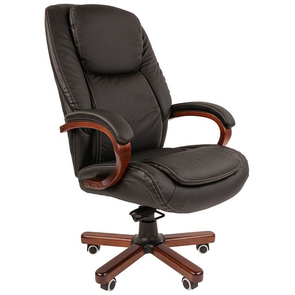 Кресло CHAIRMAN 408, натуральная кожа/экокожа, черный - Вид 1