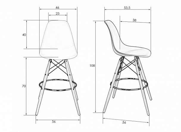 Стул барный DOBRIN DSW BAR (ножки светлый бук, цвет тёмно-зеленый (G-13)) - Вид 10