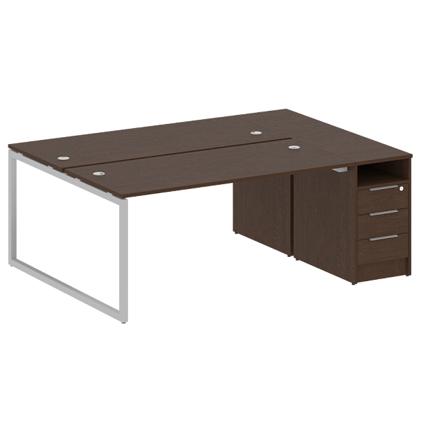 Metal System Quattro Р. ст. с тумбой на О-образном м/к 40БО.РС-СТП-2.4 Венге/Серый металл 2012*1475*750 - Вид 1