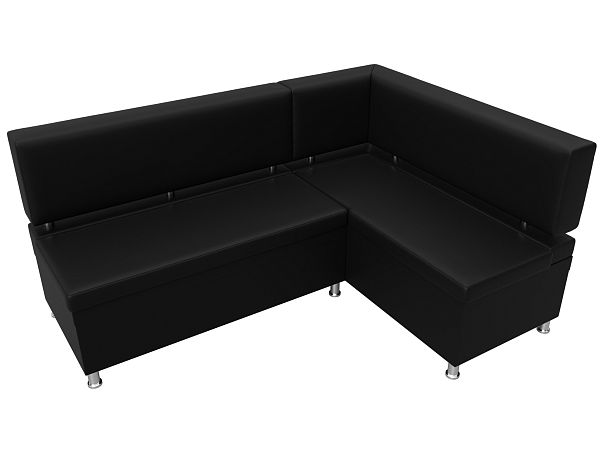 Кухонный уголок Стайл правый (полностью экокожа черная) - Вид 5