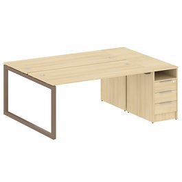 Metal System Quattro Р. ст. с тумбой на О-образном м/к 50БО.РС-СТП-2.4 Акация/Мокко металл 2012*1475*750 - Фото предпросмотра