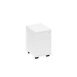 Тумба выкатная 3-х ящичная с центральным замком узкая Space+ А1 214 БП белый премиум - Фото предпросмотра