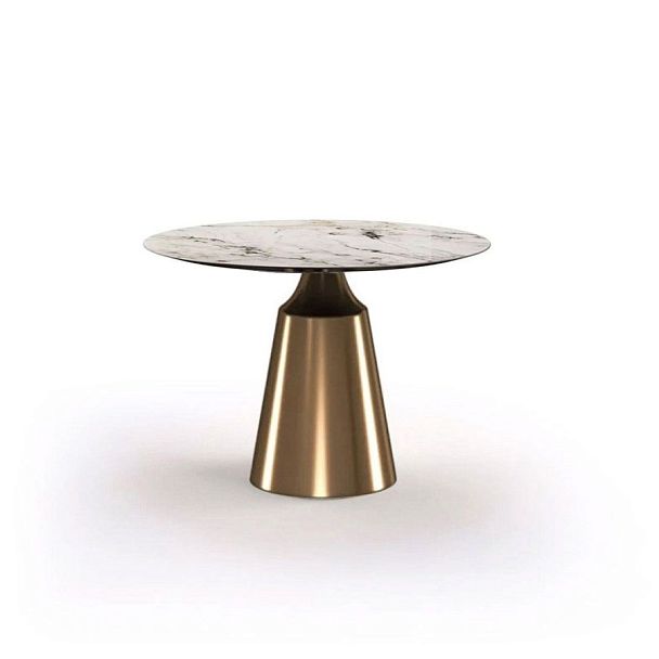 Стол круглый Lucas 100, керамика глянцевая, светлая - Вид 1