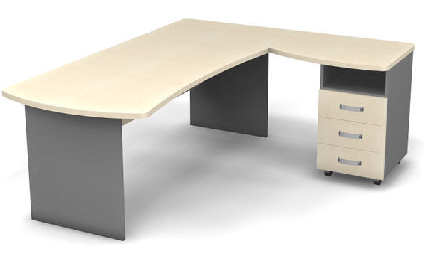 Стол угловой L,R 2000 Берлин Береза Майнау/Серый УРМ 200 L\R - Вид 1