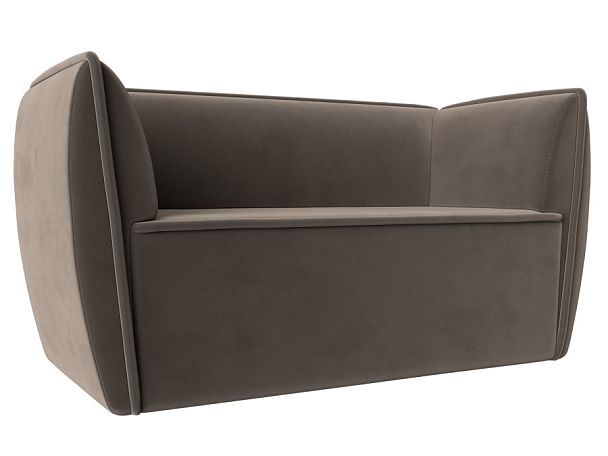 Прямой диван Бергамо 2-х местный (полностью велюр коричневый) - Вид 1