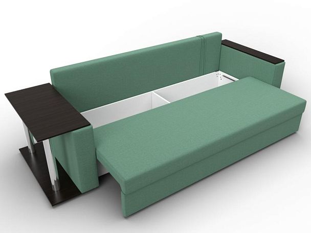 Диван прямой Атланта Лайт со столом слева Рогожка зеленый - Вид 7
