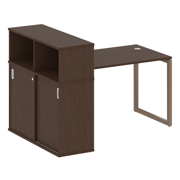 Metal System Quattro Стол письменный с шкафом-купе на О-образном м/к 40БО.РС-СШК-3.2 Т Венге/Мокко металл 1610*1120*1098 - Вид 1