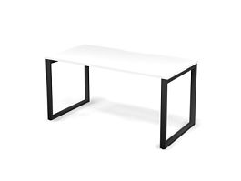 MATRIX 121S102-О Стол прямой, проводник вырезной (O-обр. опоры) 1580х780х775 Белый/Темно-серый - Фото предпросмотра