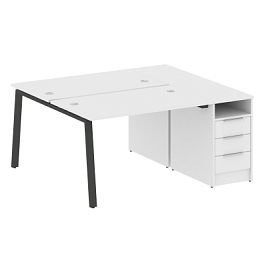 Метал Систем / Metal System Р. ст. с тумбой на А-образном м/к БА.РС-СТП-2.2 Белый/Антрацит металл 1612*1475*750 - Фото предпросмотра