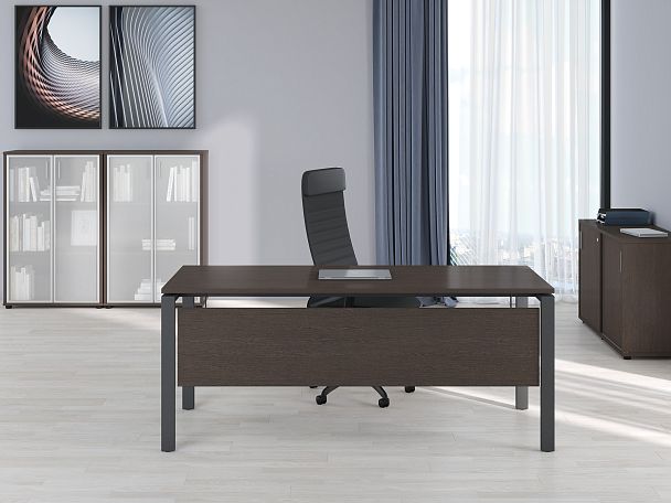 Стол для переговоров Trend Metal 120x123,6x75 тёмный дуб - Вид 29