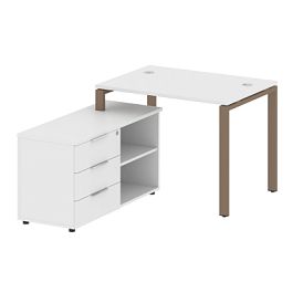 Metal System Р. ст. с тумбой на П-образном м/к БП.РС-СТС-2.1 (L) Белый/Мокко металл 1100*1520*750 - Фото предпросмотра