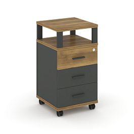 Concept Тумба мобильная 3 ящ. с надставкой CN.TUM-004 A Сандал Янтарный/Антрацит/Металл Антрацит 420*420*782 - Фото предпросмотра