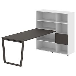 Стол-стеллаж EVRST 1217 Мокко/Мокко/Белый 2190х1250х1355 EDIS - Фото предпросмотра