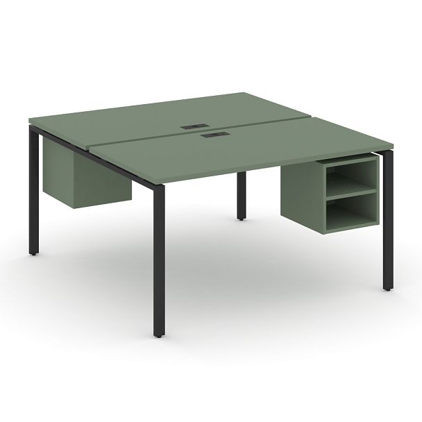 Concept Рабочая станция 2 сторонняя с подвесными тумбами на 2 места CN.DRS-105 Кобо/Металл Черный 980*1480*750 - Вид 1