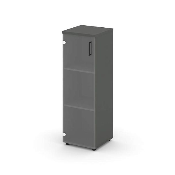 Стайл Проджект Шкаф средний узкий SN.STU.E-205(L) Антрацит/Прозрачный/Черный Ручки 400*400*1203 - Вид 1