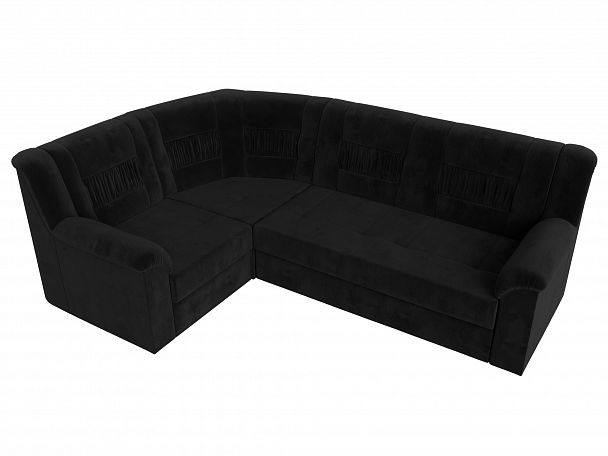Угловой диван Карелия левый угол (полностью велюр черный) - Вид 5