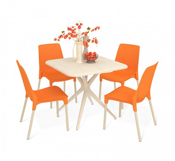 Обеденная группа Sheffilton SHT-DS204 бежевый/оранжевый/ваниль - Вид 2