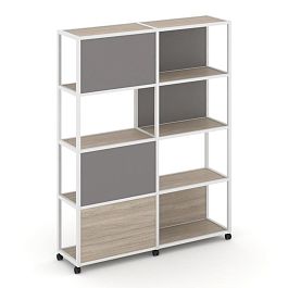 Shelf Mobile Стеллаж 5 уровней 2 секции VR.LT-STK-515.10 Дуб Аттик/Металл Белый/W-11 1970*400*2000 - Фото предпросмотра