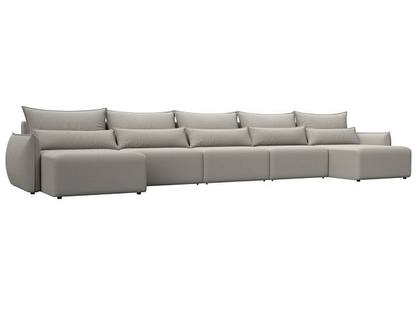 Диван п-образный Лига-051 НПБ МегаЛонг Рогожка бежевый - Вид 1